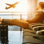 Man sat at the airport
