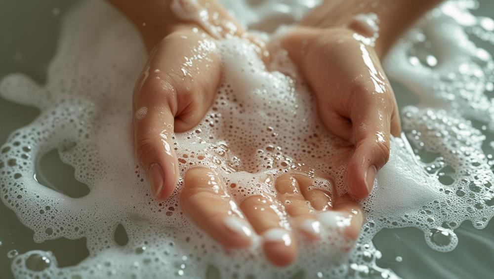 hands in water and soap 